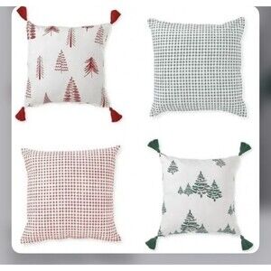 Folkulture Christmas Pillow Covers 18x18, Set of 4 100% Cotton Noel NEW!!